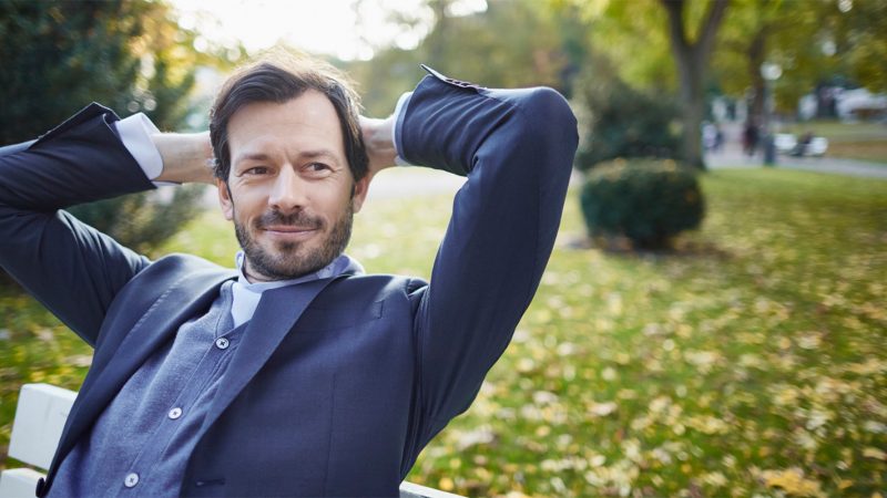 man beard relax park dad