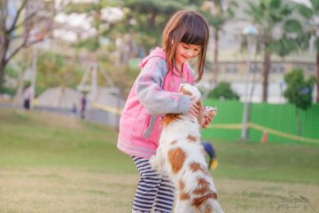 child with dog