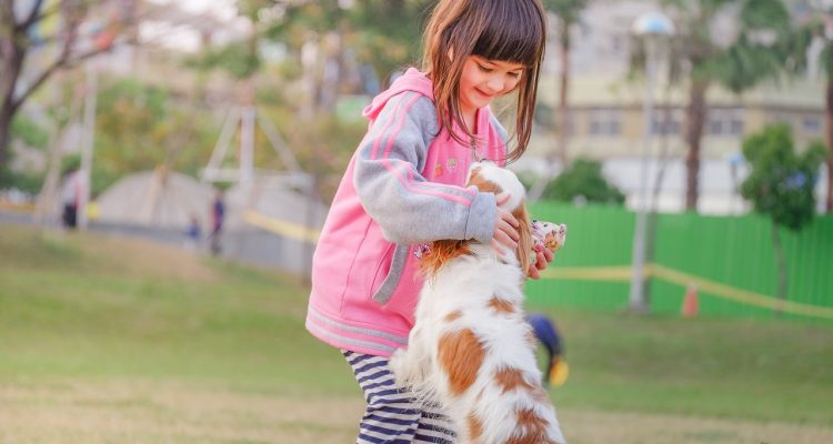 child with dog