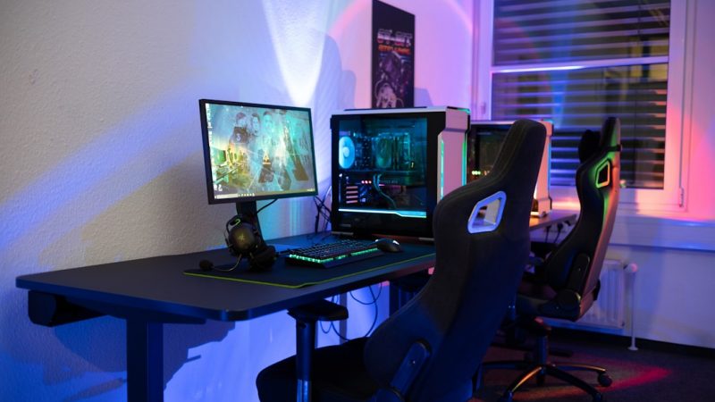 Home gaming setup with a PC and monitor