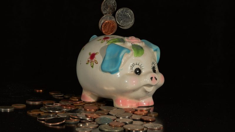 Child putting money into a piggy bank